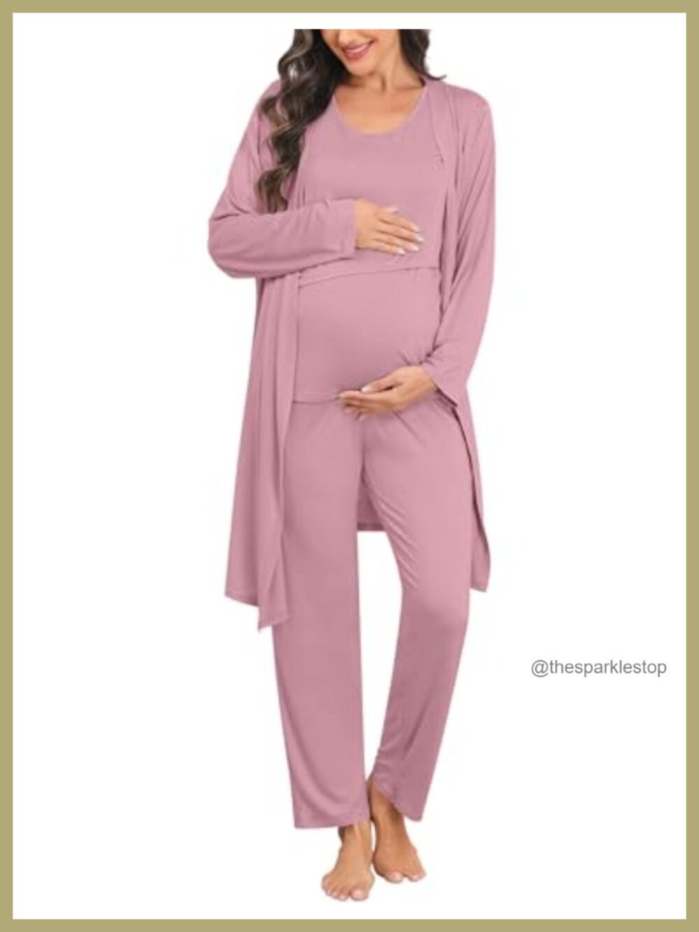Maternity Nursing Robe Set 3 PCS Postpartum Breastfeeding Pajamas Lounge